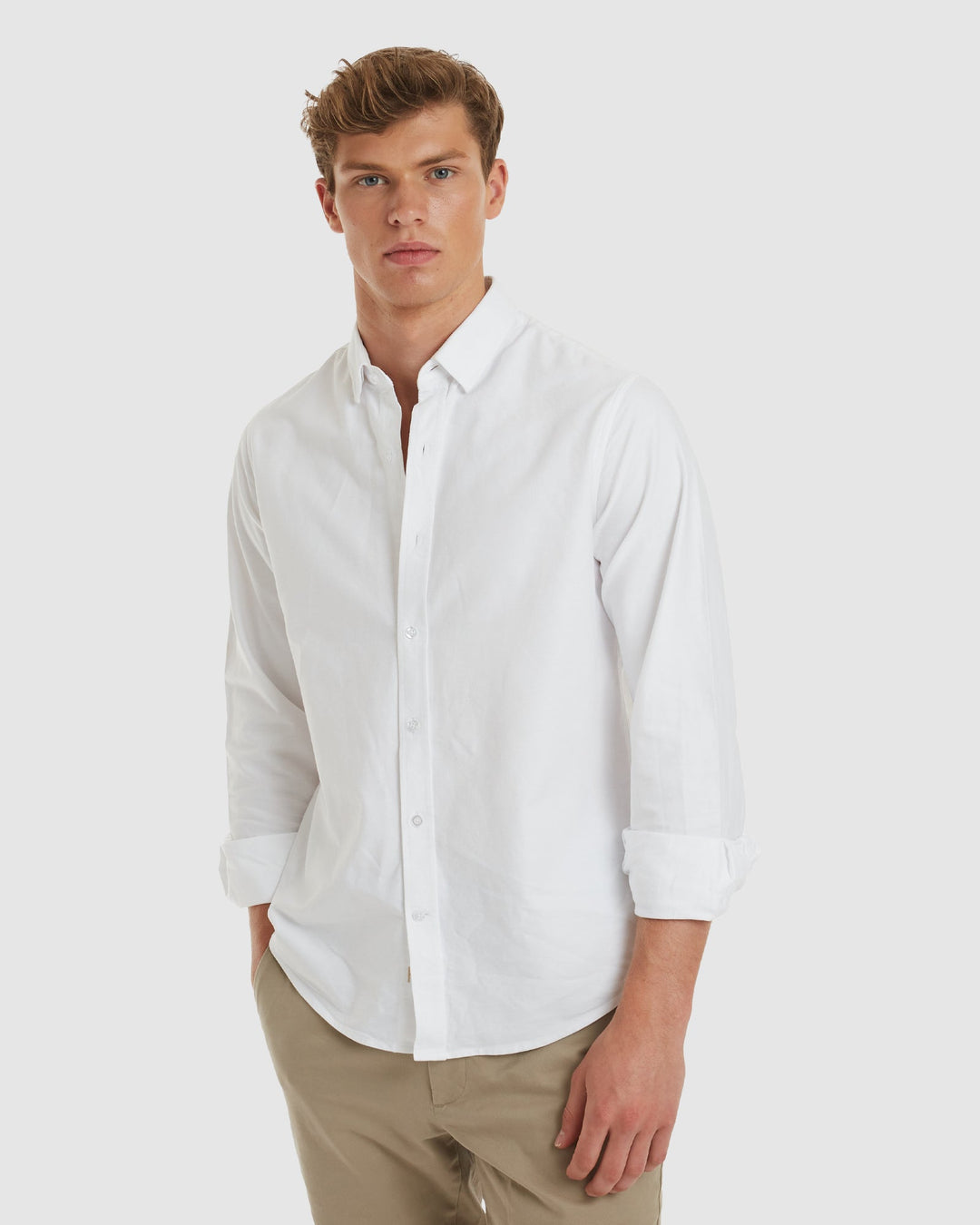 Oxford-Casual White Cotton Shirt - Main Image