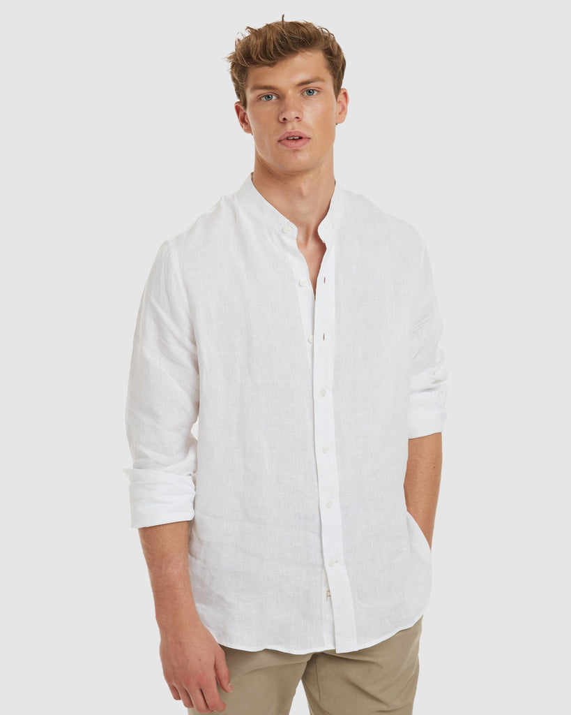 white linen shirt no collar