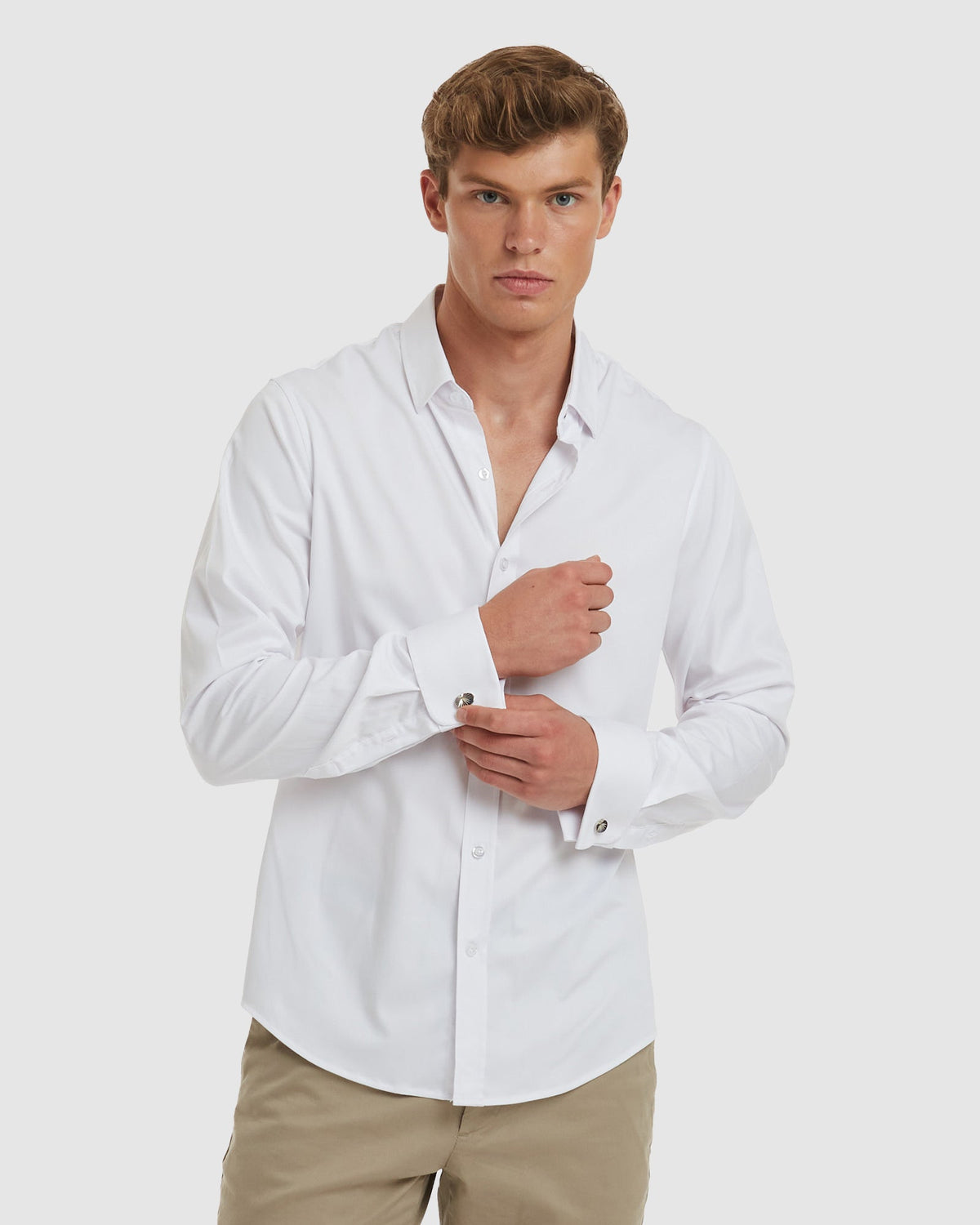 Paris-Slim Formal White Non Iron Cotton Shirt with French Cuffs