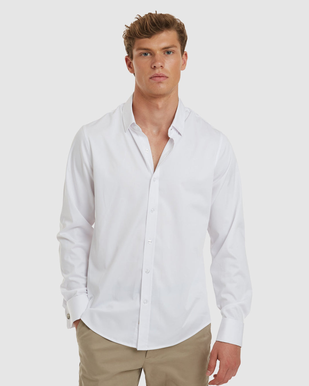 Paris Formal White Shirt with Non Iron Cotton and French Cuffs - Casual Fit