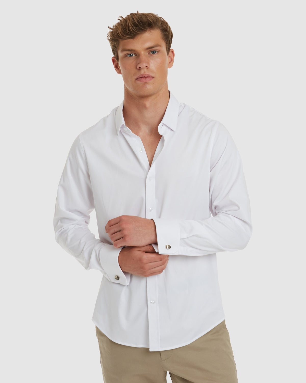 Paris-Slim Formal White Non Iron Cotton Shirt with French Cuffs