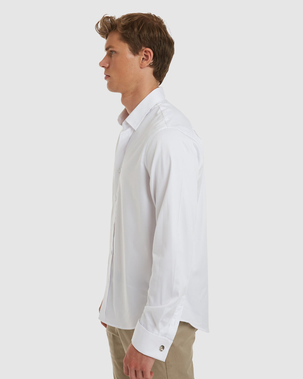 Paris-Casual Formal White Non Iron Cotton Shirt with French Cuffs