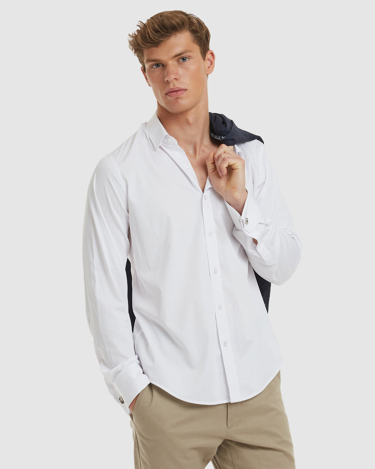 Paris-Slim Formal White Non Iron Cotton Shirt with French Cuffs