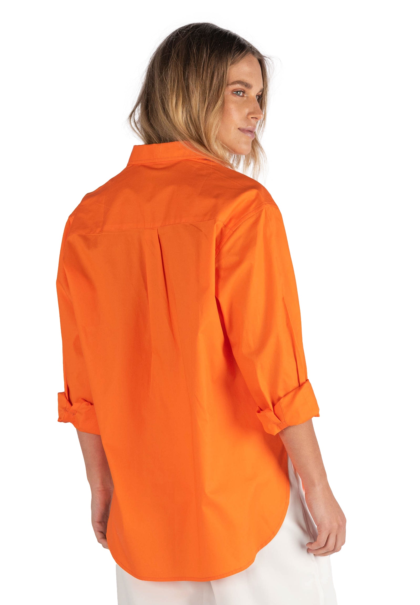 Poppy Orange Oversize Cotton Shirt