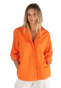 Poppy Orange Oversize Cotton Shirt