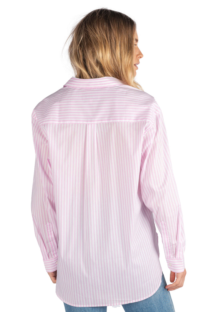 Poppy Stripes Pink Oversize Cotton Shirt