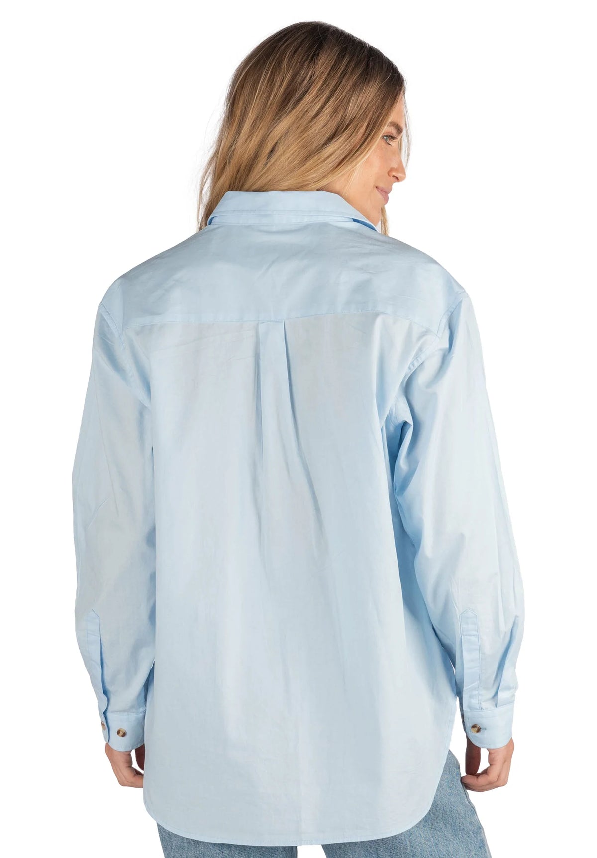 Poppy Sky Blue Oversized Cotton Shirt