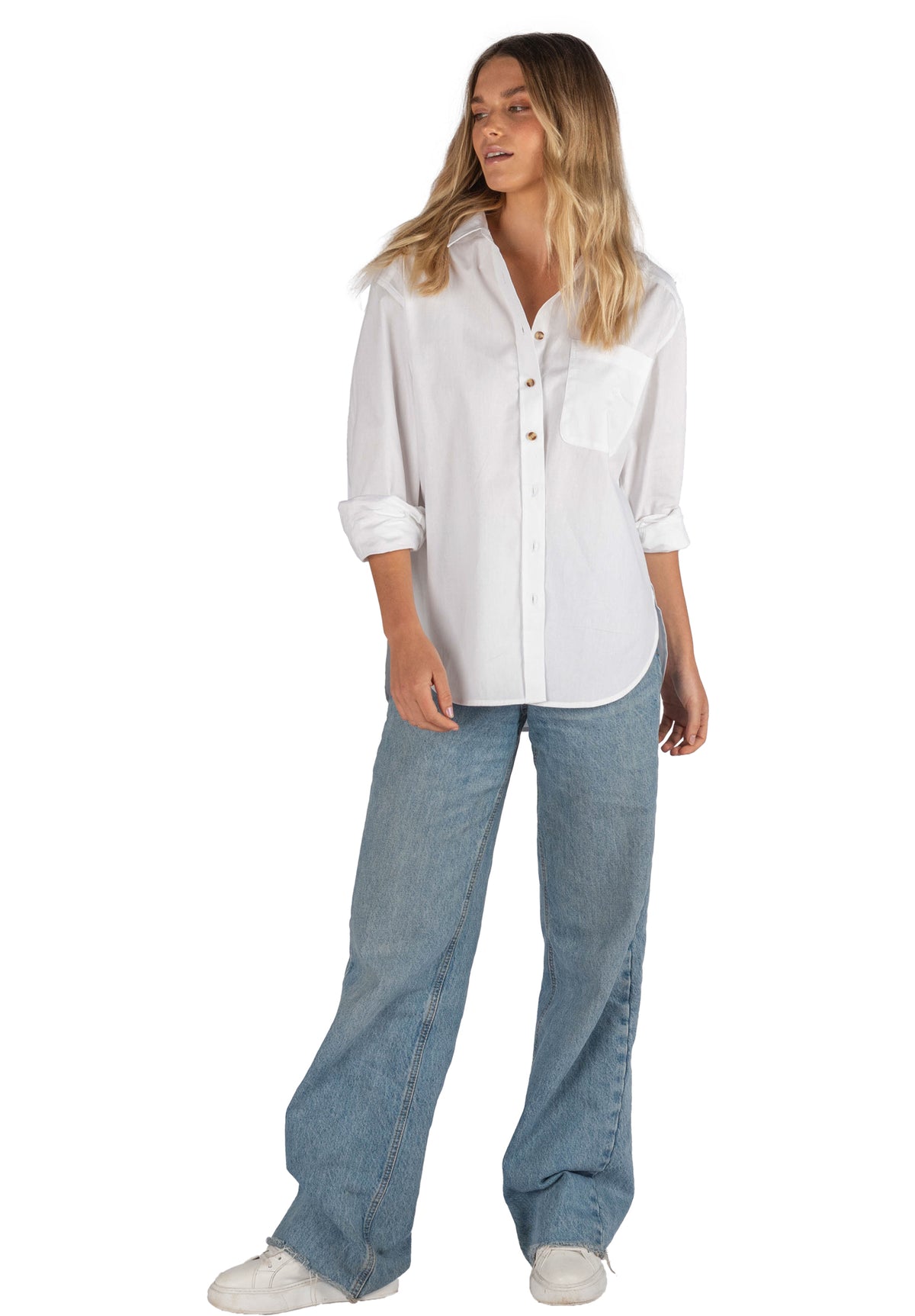 Poppy White Cotton Oversized Shirt