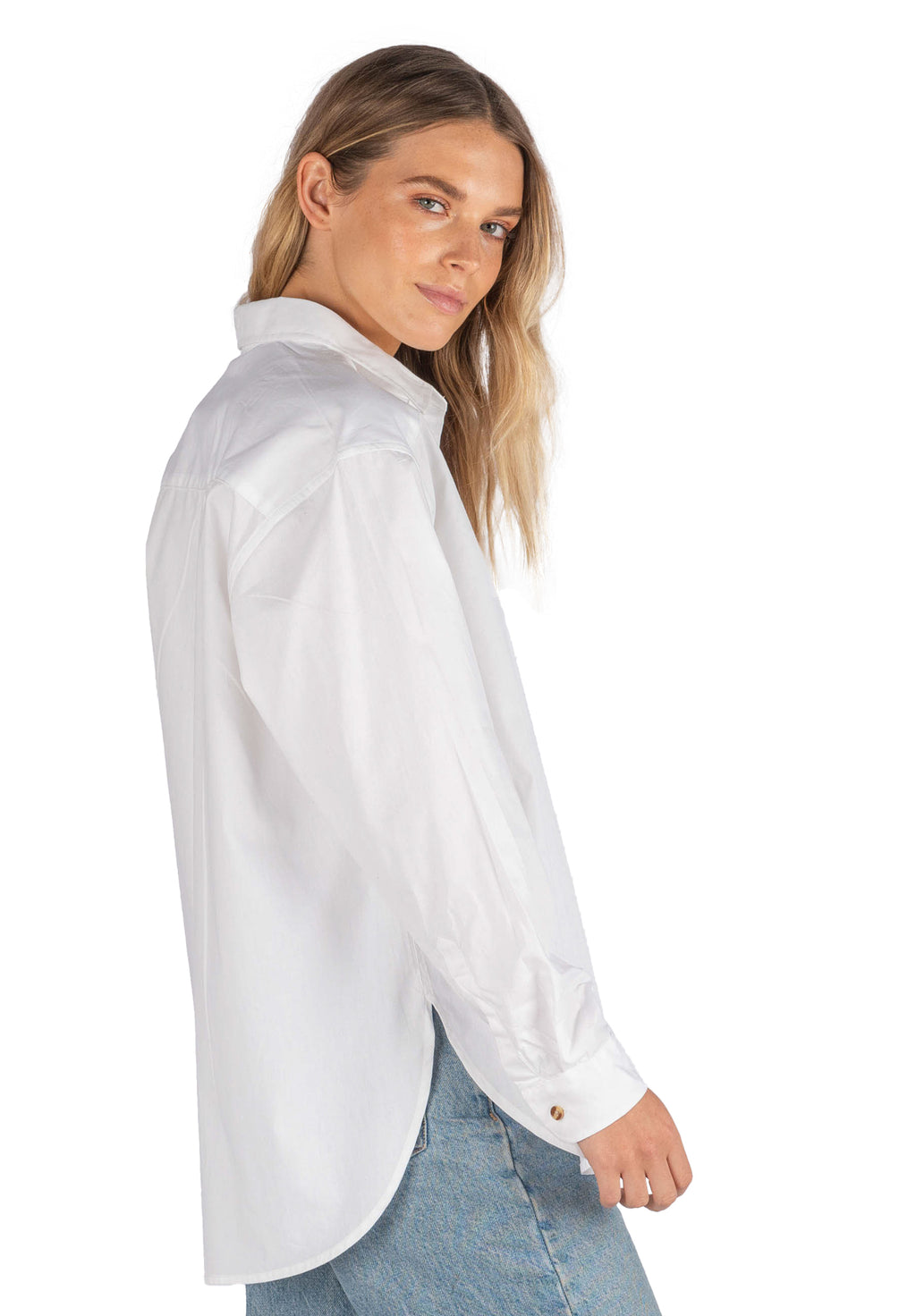 Poppy White Cotton Oversized Shirt
