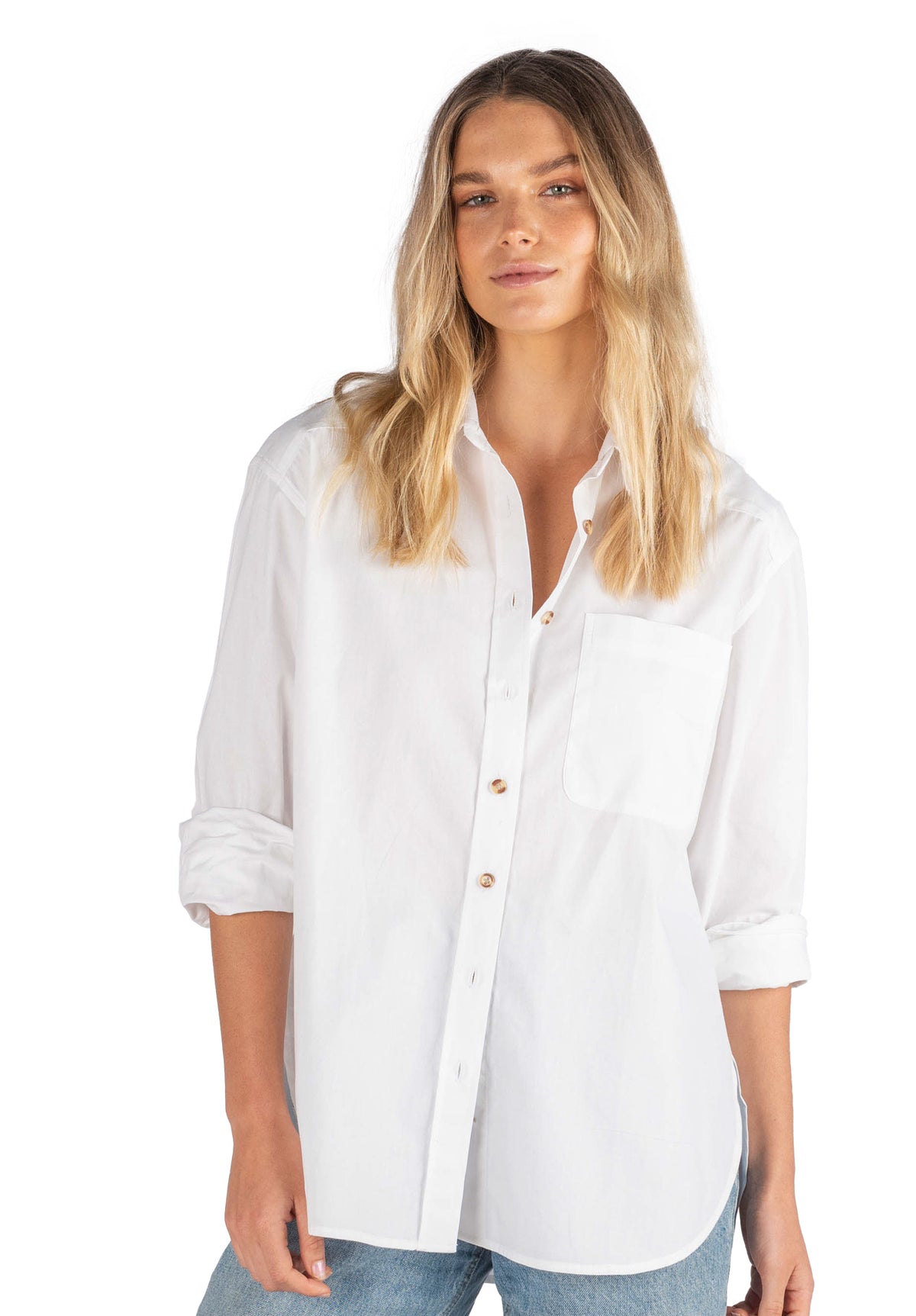Poppy White Cotton Oversized Shirt