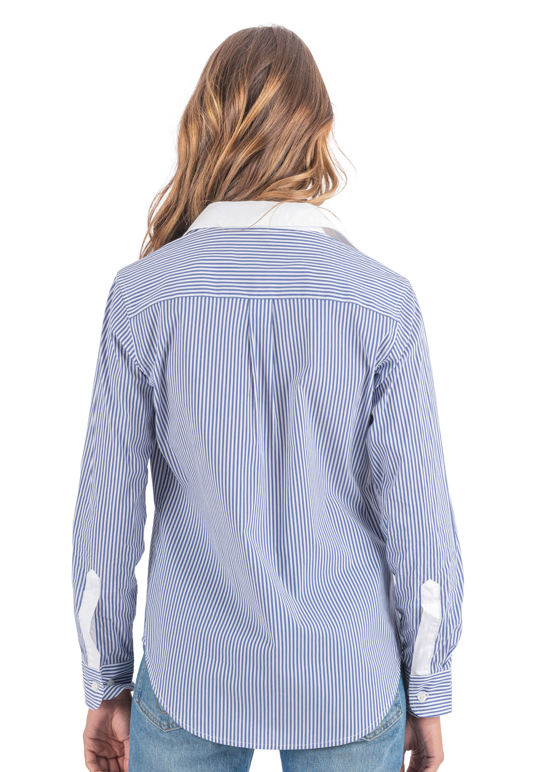 Riga Stripes Blue and White Poplin Cotton Shirt