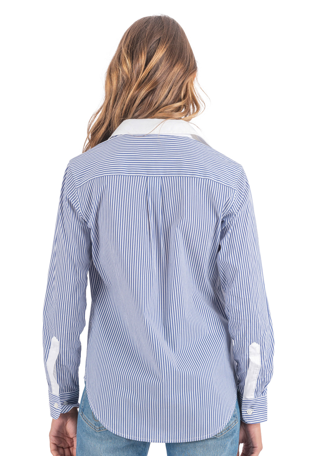 Riga Blue and White Stripes Classic Fit Poplin Cotton Shirt