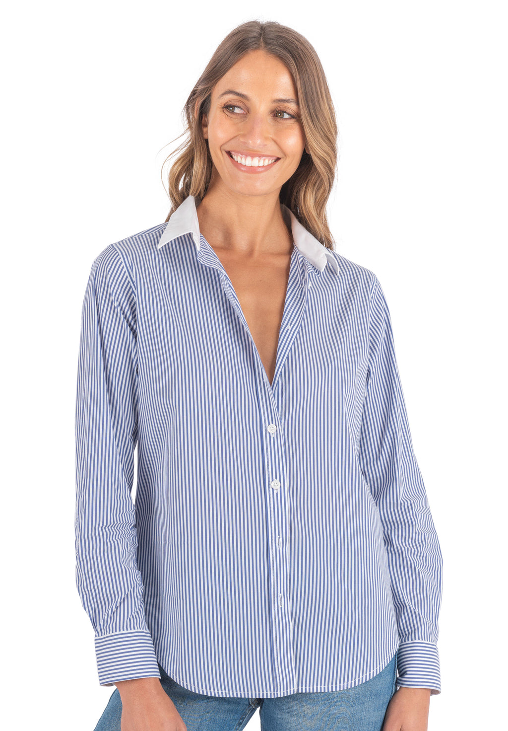 Riga Blue and White Stripes Classic Fit Poplin Cotton Shirt