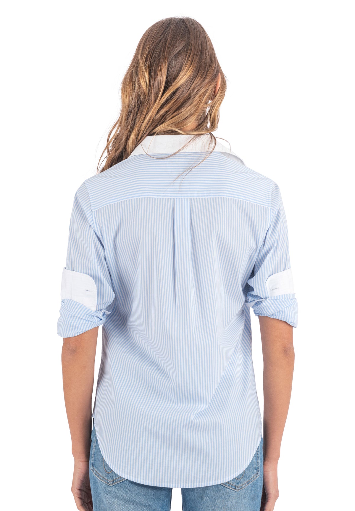 Riga Sky and White Stripes Classic Fit Poplin Cotton Shirt