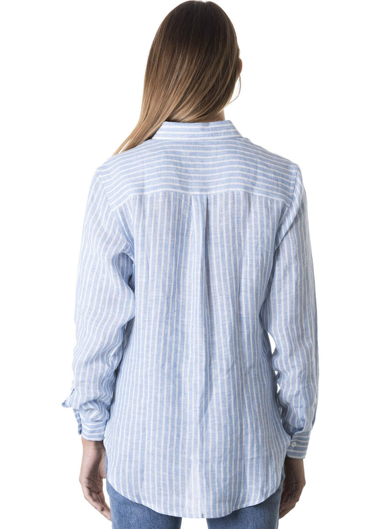 Rina Chambray, Striped Linen Shirt