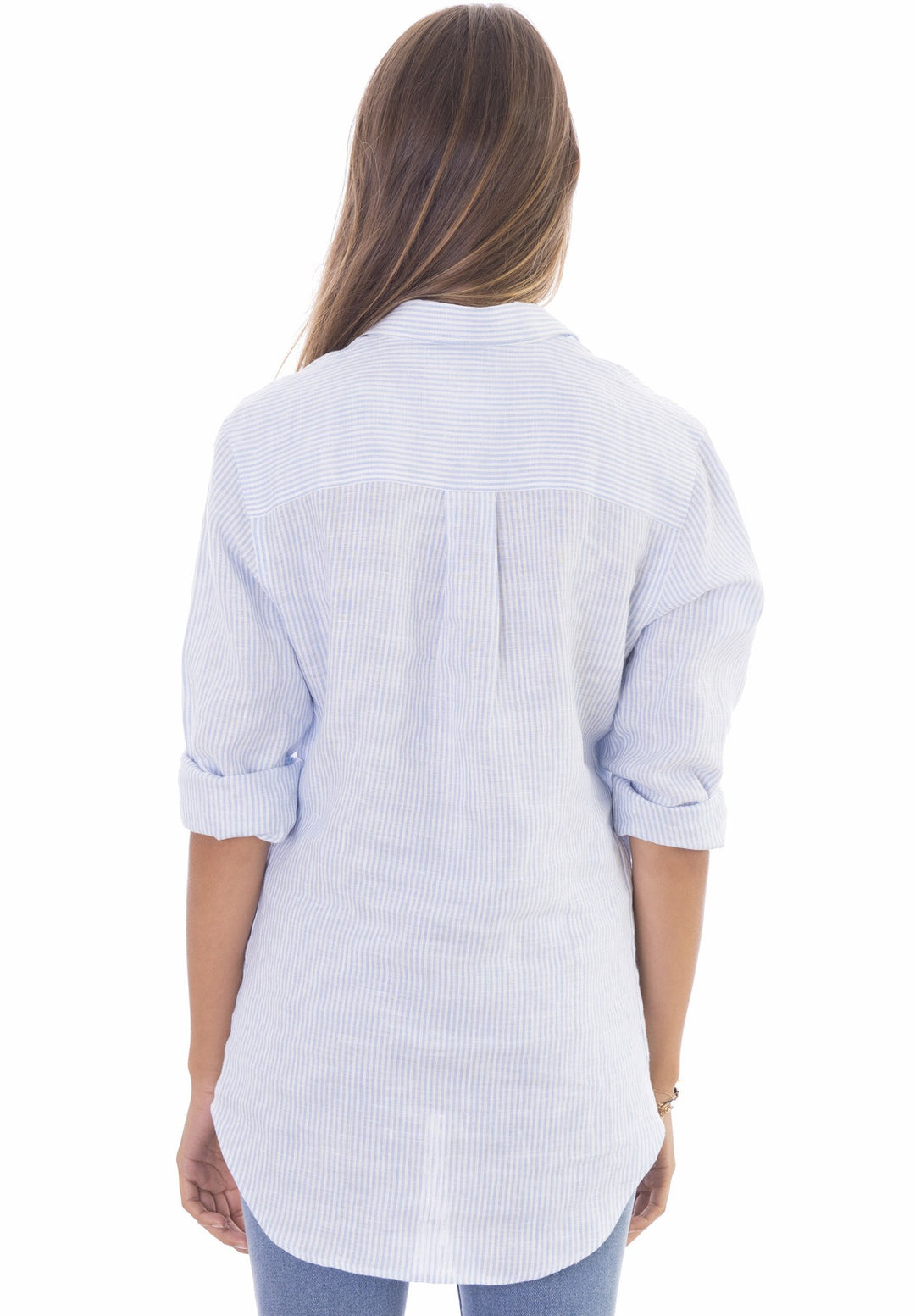 Rina Azure, Pin Striped Linen Shirt