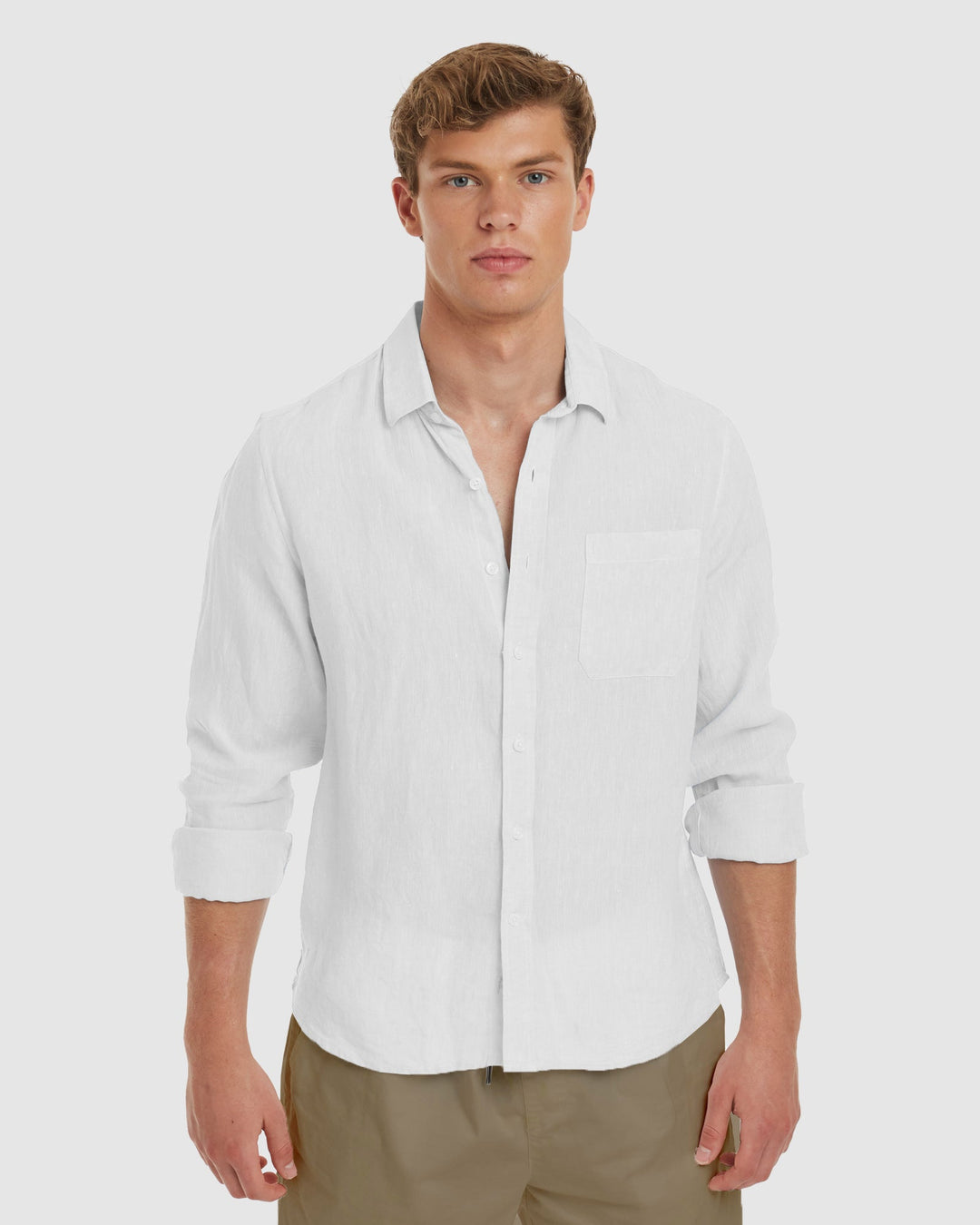Tailored Fit White Linen Shirt