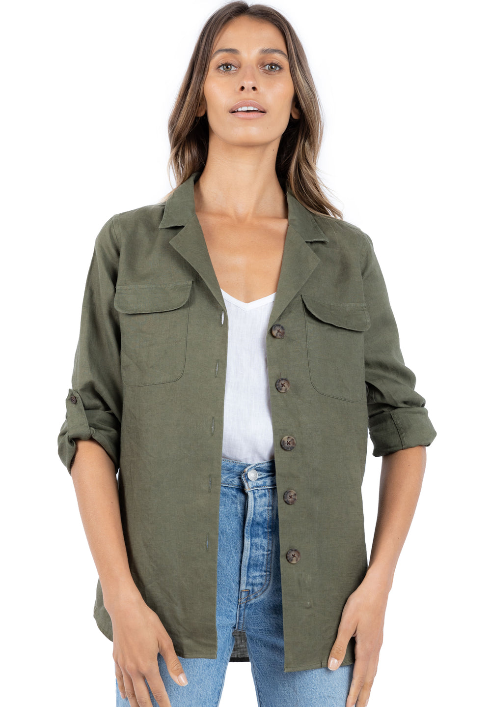 Revere Green, Relaxed Linen Shirt
