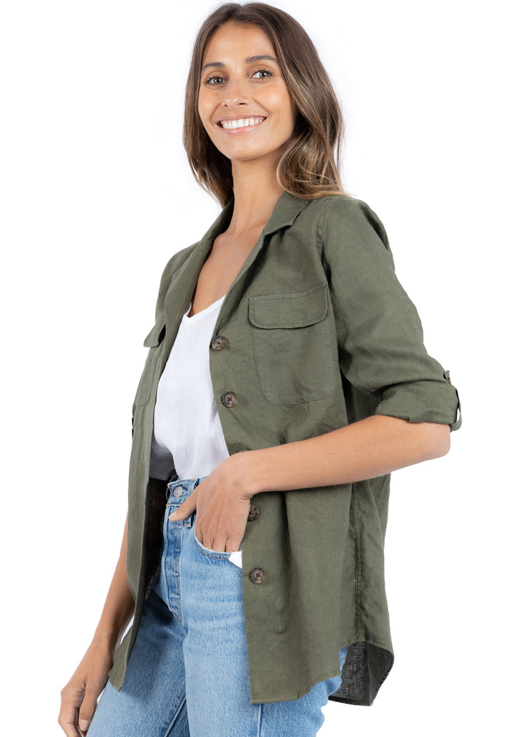 Revere Green, Relaxed Linen Shirt