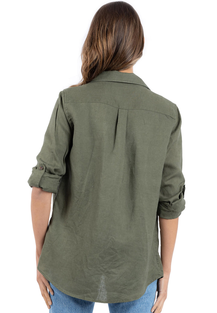 Revere Green, Relaxed Linen Shirt