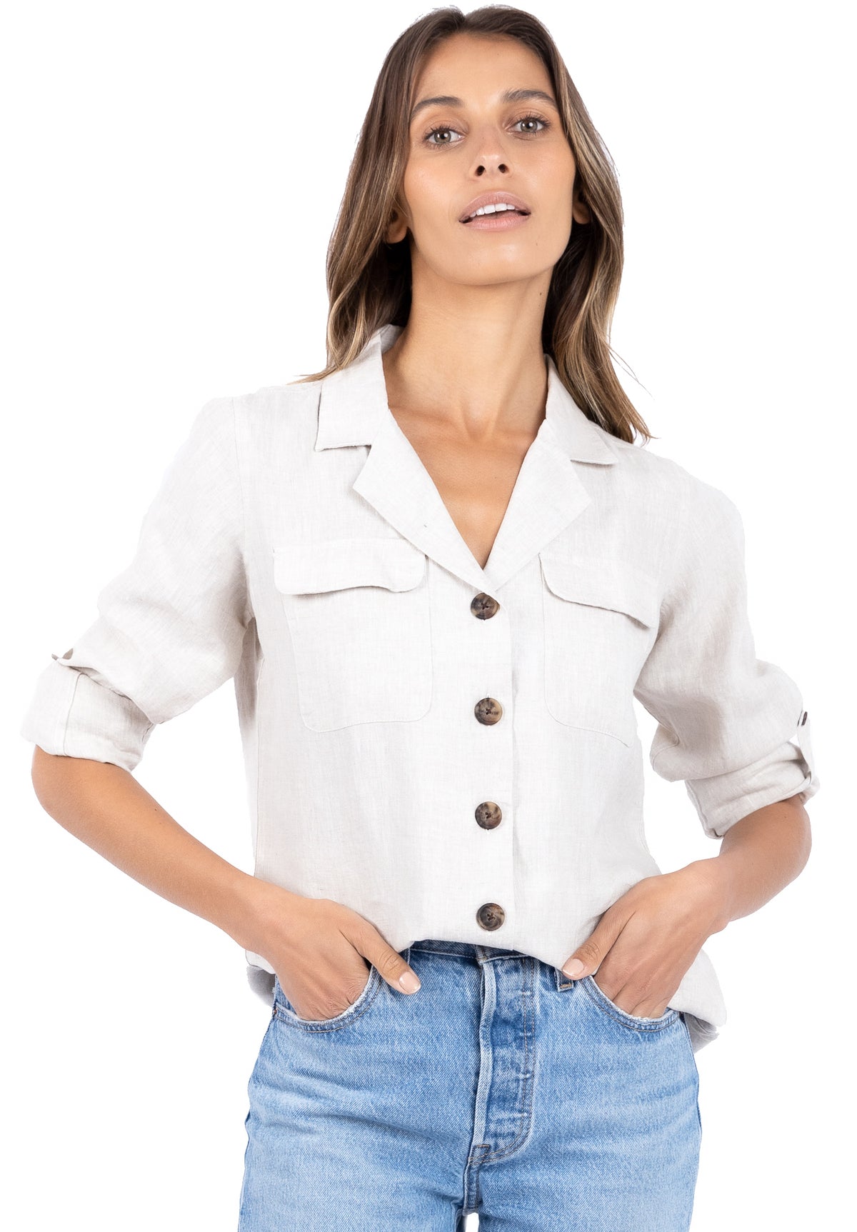 Revere White, Relaxed Linen Shirt