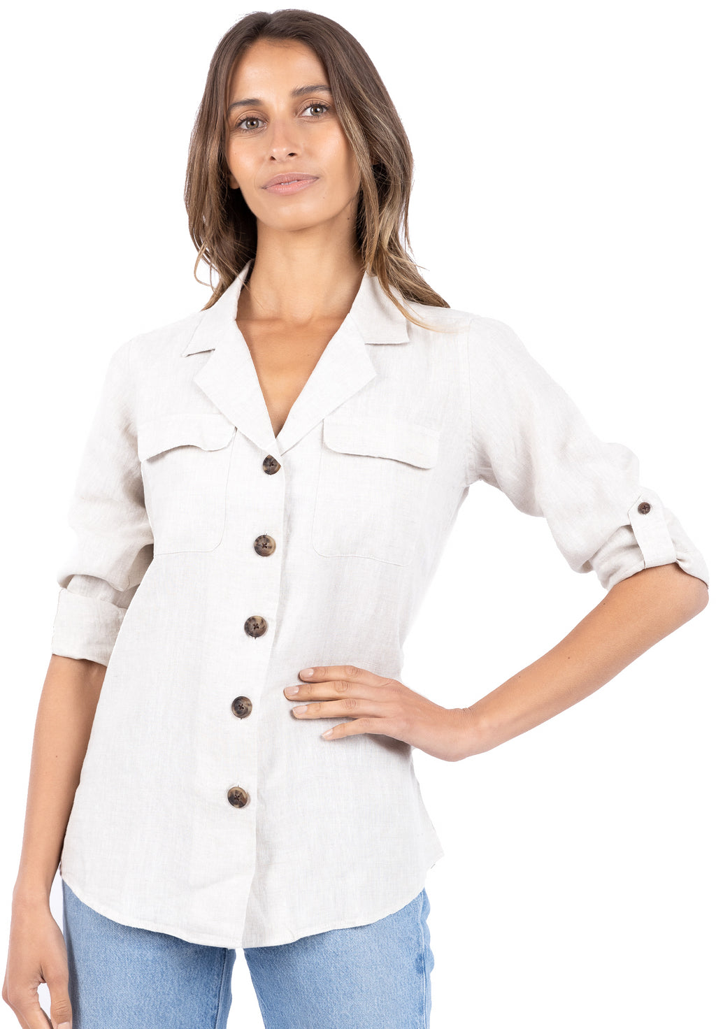Revere White, Relaxed Linen Shirt