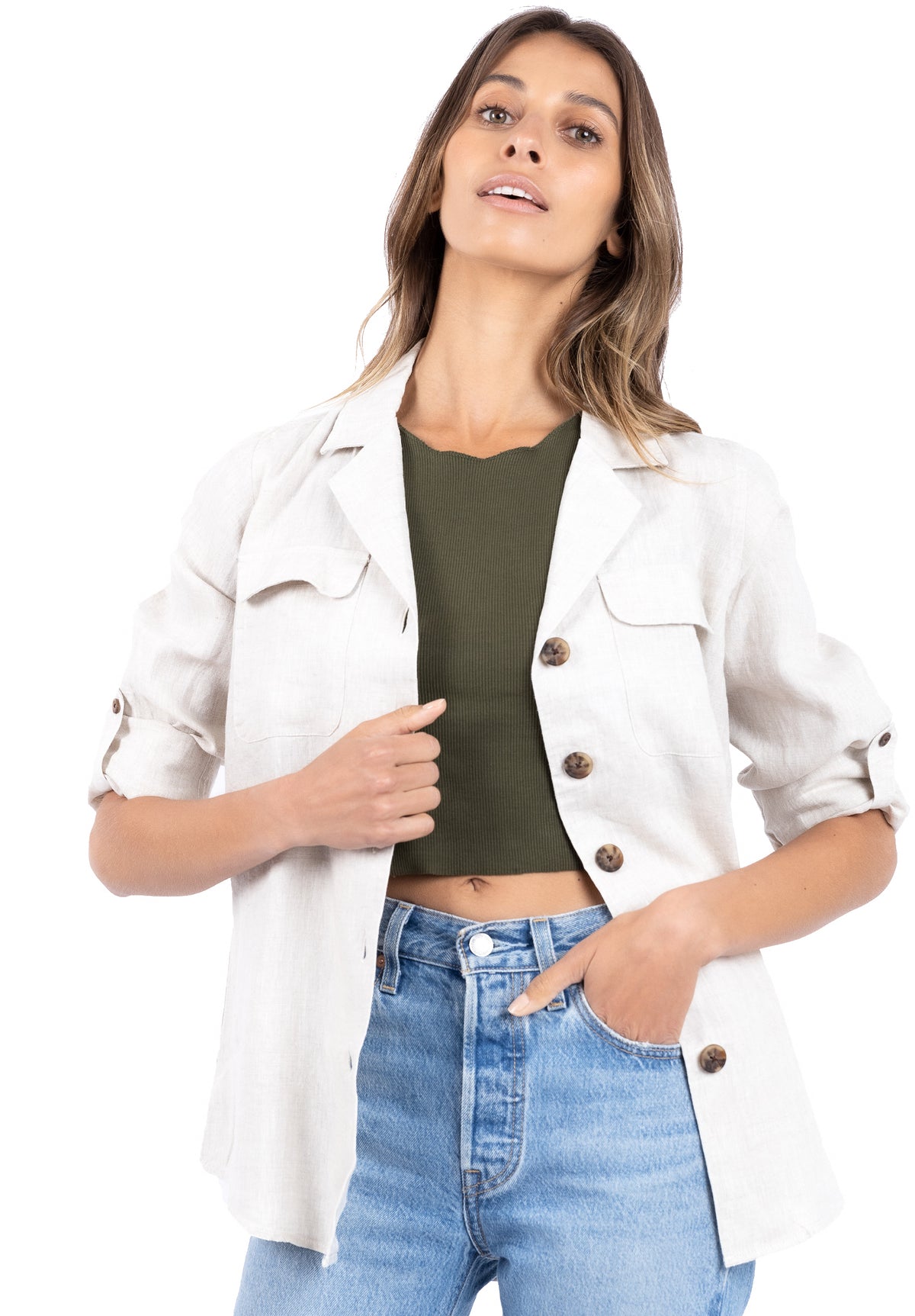 Revere White, Relaxed Linen Shirt