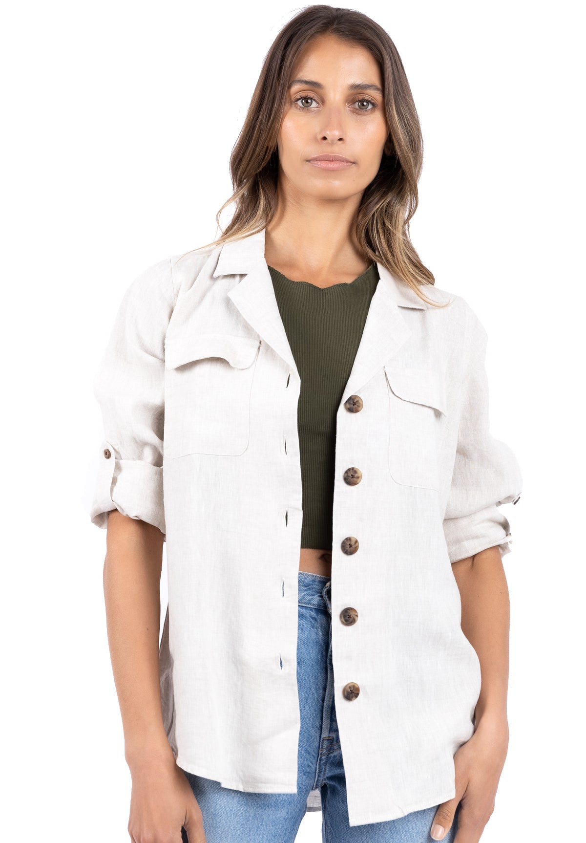 Revere White, Relaxed Linen Shirt