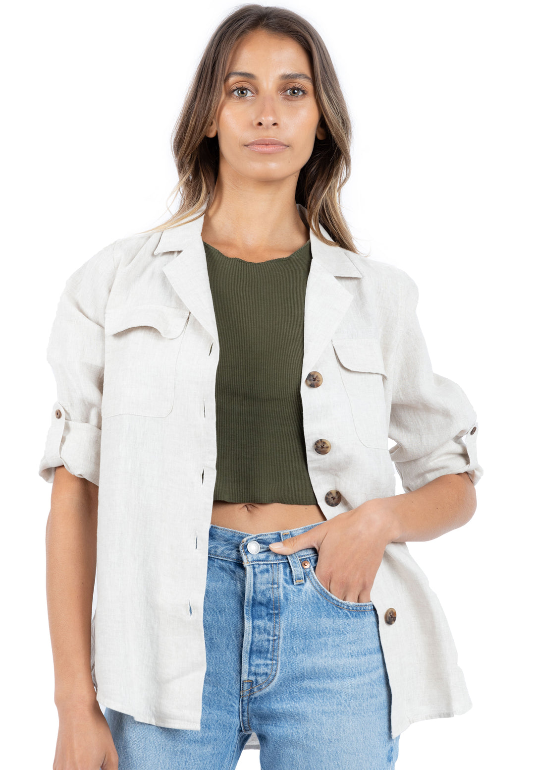 Revere Natural, Relaxed Linen Shirt