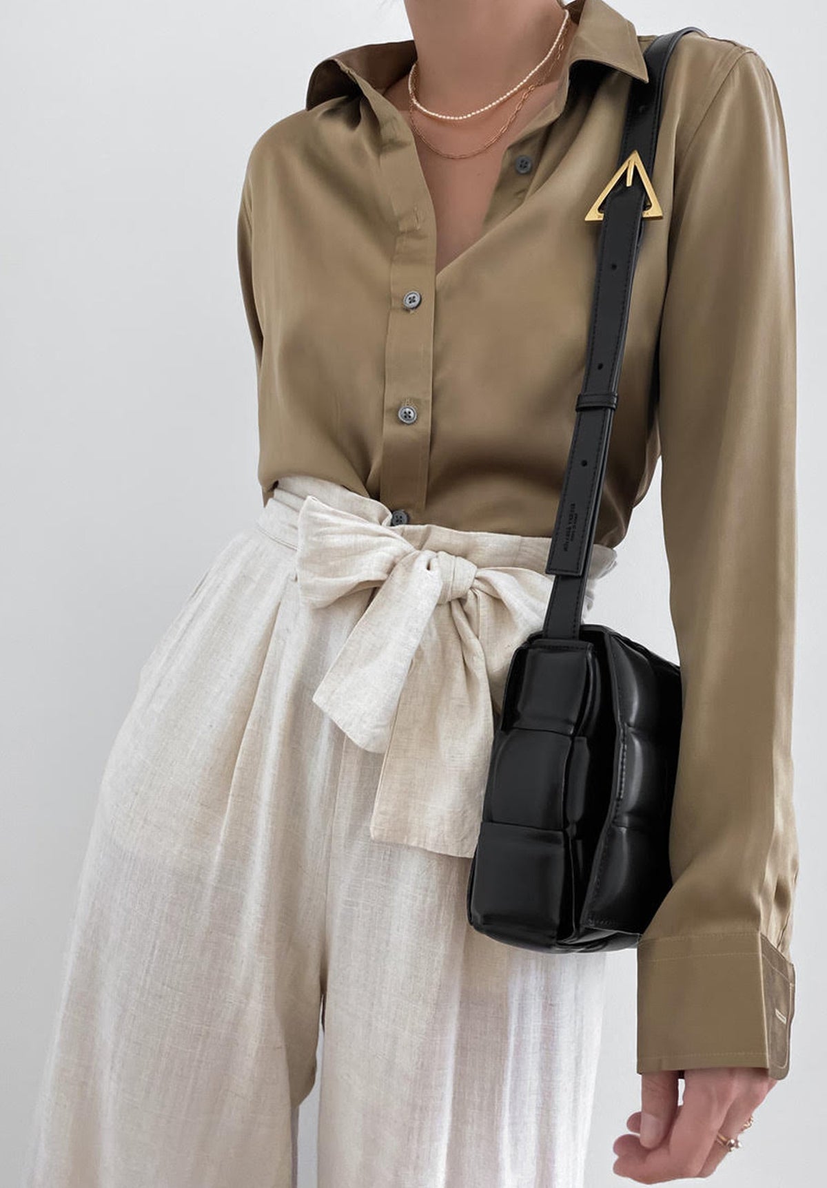 Satin Dark Gold, Pure Charmeuse Silk Shirt