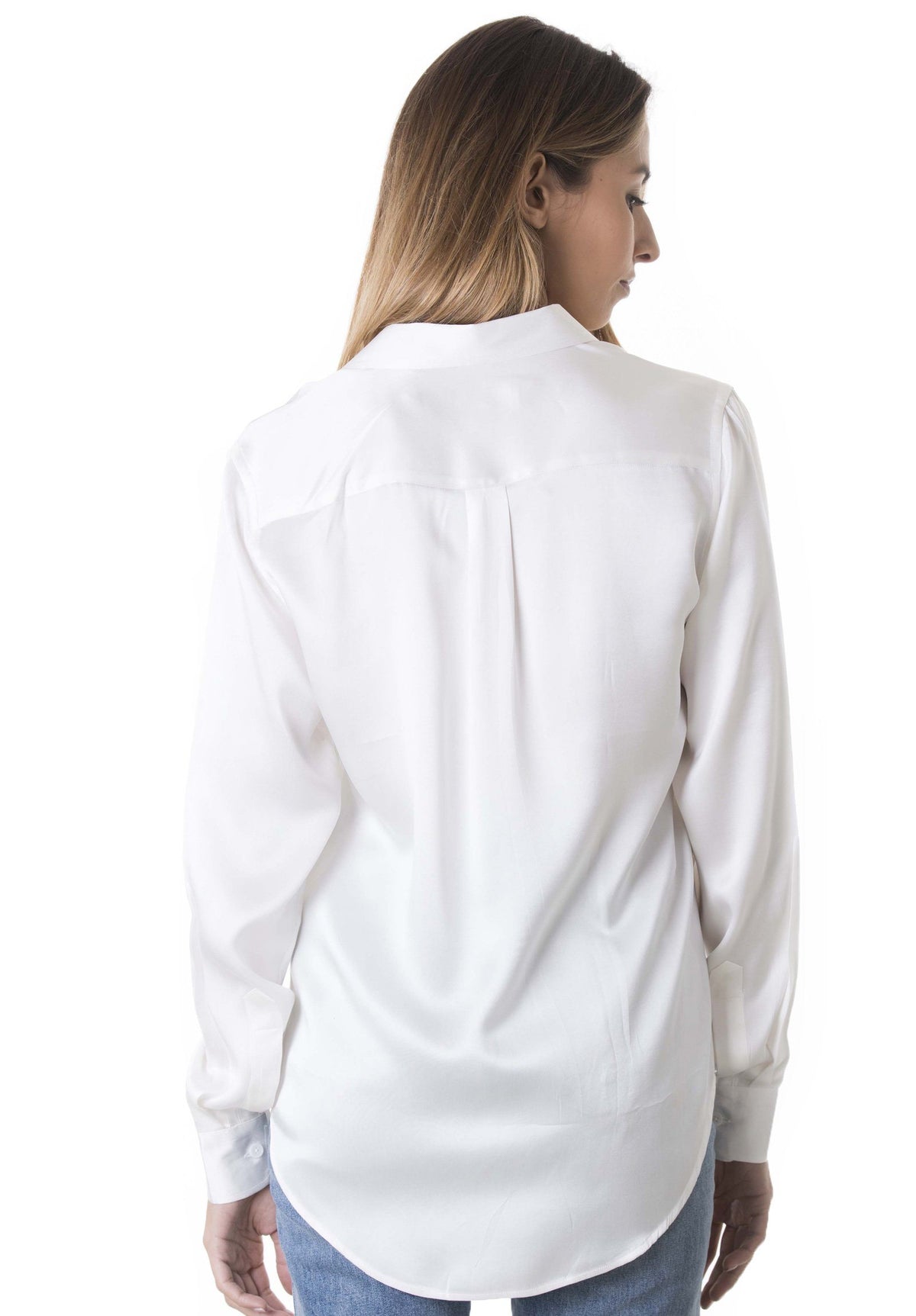 Satin White, Pure Charmeuse Silk Shirt