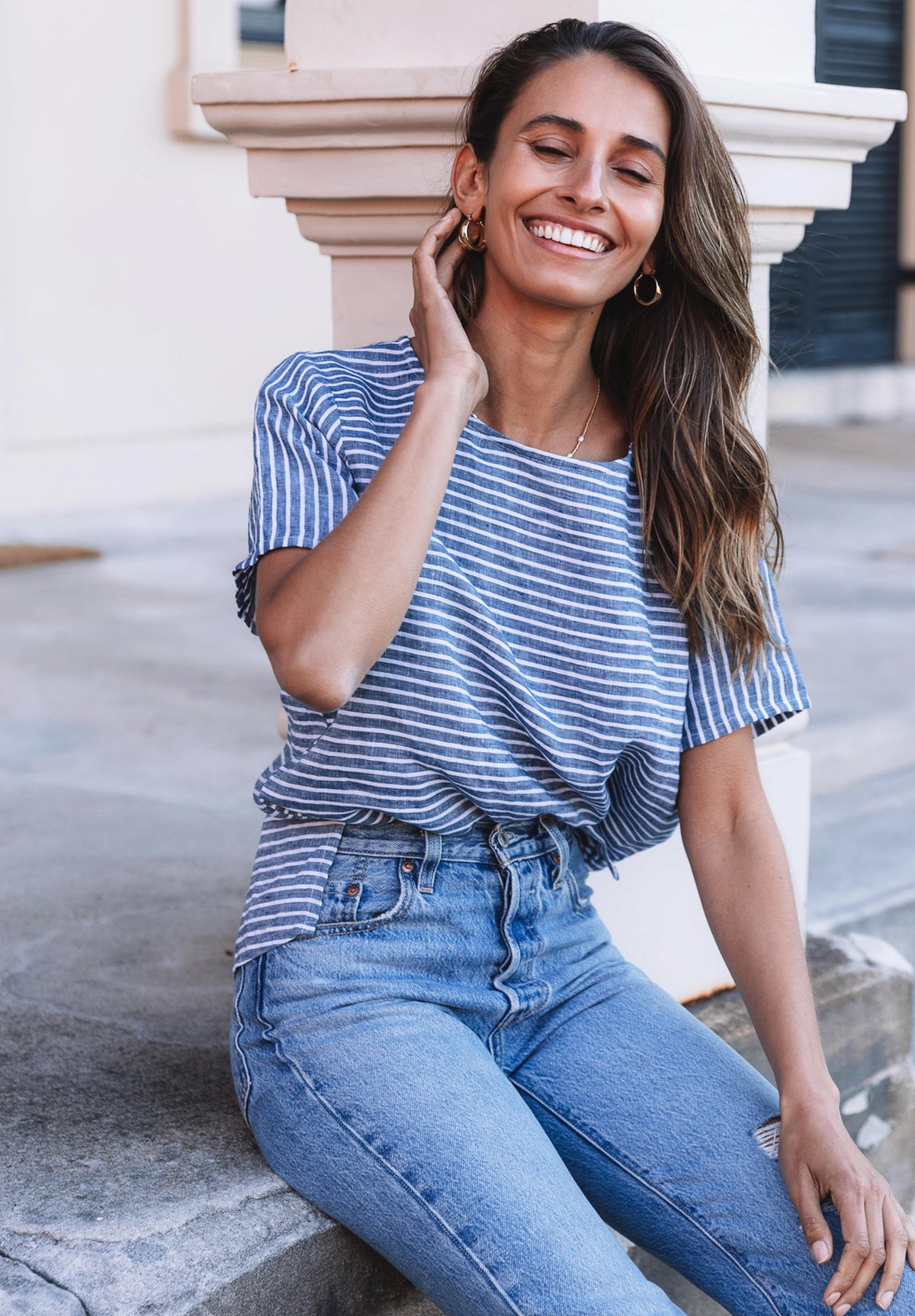 striped tee with a non so basic twist