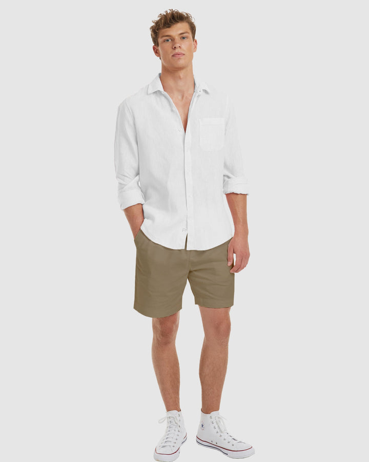 Tulum White Linen Shirt Long sleeve - Slim Fit