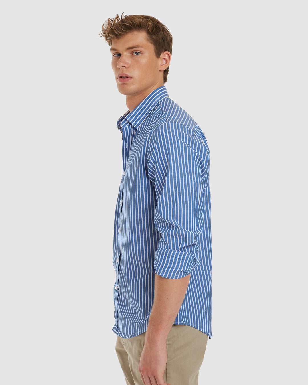 Vegas Blue Stripes Cotton Shirt  - Slim Fit
