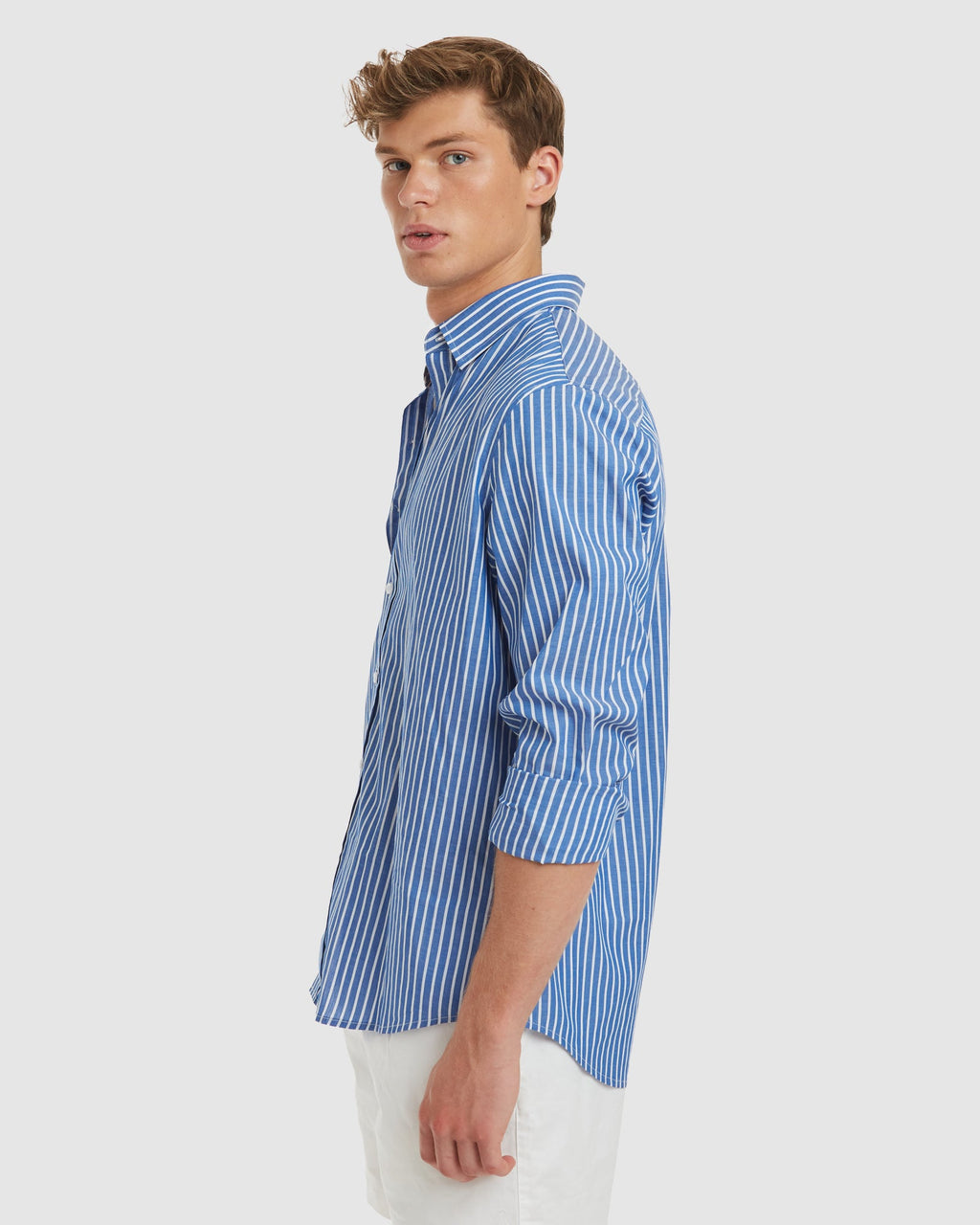 Vegas-Casual Blue Stripes Cotton Shirt